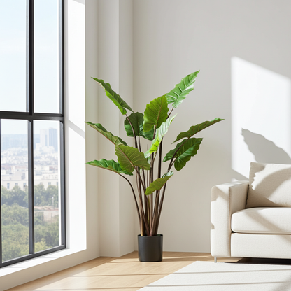 XL kunstplant - Colocasia Pink China - Olifantsoor - Hoogte ↕ 130cm