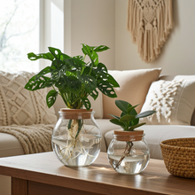 Kamerplant 2x Bolglas Duo Monstera Adansonii & Clusia - Pot Ø 12cm Hoogte ↕ 30cm