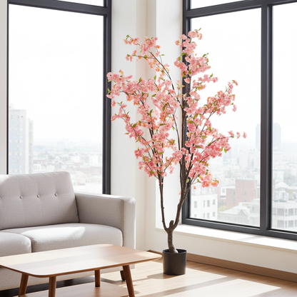 Kunstplant - Prunus Kersenbloesem Roze - Hoogte ↕ 210cm