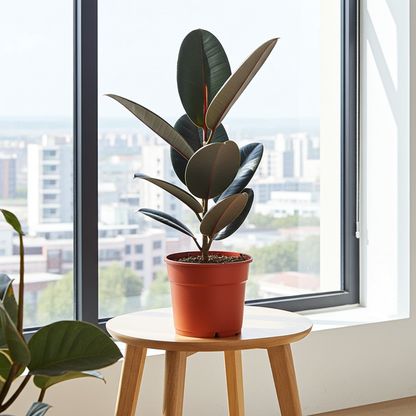Kamerplant - Ficus Elastica Abidjan - Pot Ø 17cm Hoogte ↕ 55cm