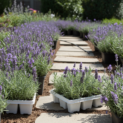 Buitenplant 4x 6 pack Lavendel angustifolia - Bloeiend - Pot Ø 7cm Hoogte ↕ 15cm