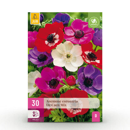 Buitenplant 30x Anemone de Caen Mix - Bloembollen Diverse Kleuren - Bolmaat 5/6