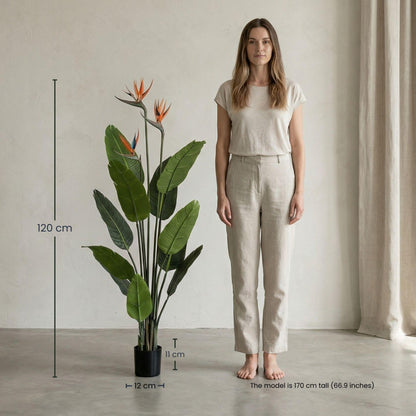 XL Kunstplant - Strelitzia met Bloemen - Hoogte ↕ 120cm