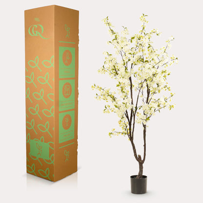 XL Kunstplant - Prunus Kersenbloesem Wit - 210cm