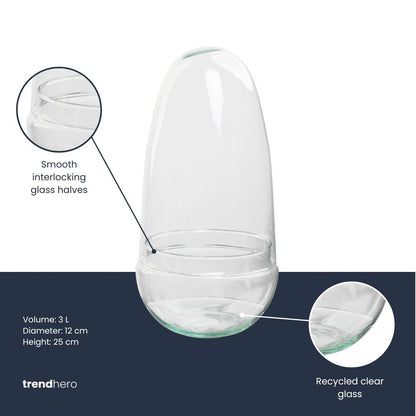 Terrarium bolglas tweedelig - Egg - Ø 12cm Hoogte ↑ 25cm