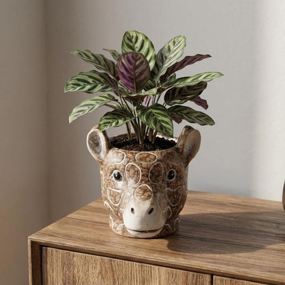 Pot - Planter Giraf - Bruin - Ø 11/14cm Hoogte 11cm