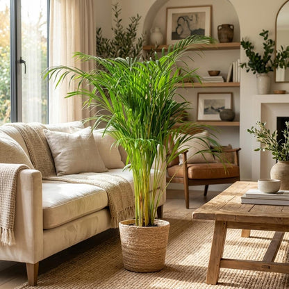 Kamerplant - Areca Palm (Dypsis) met Zeegras Mand - Pot Ø 21cm Hoogte ↕ 100cm
