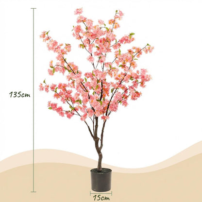 Kunstplant - Prunus Kersenbloesem Roze - Hoogte ↕ 135cm