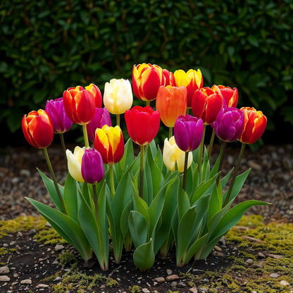 Bloembollen 15x Tulp Triumph mix - Diverse Kleuren - Bolmaat 11/12
