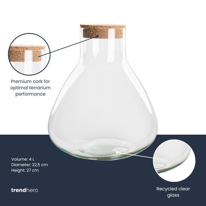 Accessoire - Terrarium Fles met Kurk Sammie - Ø 22,5cm Hoogte ↕ 27cm