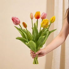 Kunstplant - Tulpenboeket Vrolijke Mix - Real Touch - 7 stelen - Hoogte ↕ 42cm
