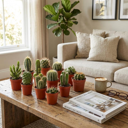 Kamerplant 15x Mini Cactus Set - Pot Ø 5,5cm Hoogte ↕ 5-10cm