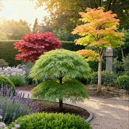 Buitenplant 3x Acer palmatum 'Tricolour' - Pot Ø 12cm Hoogte ↕ 35cm