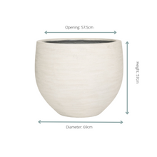 Pot - Jumbo Orb Ivory Washed - D69cm H57cm