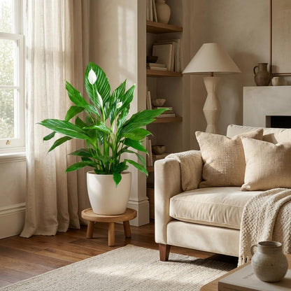 Kamerplant - Spathiphyllum incl. sierpot wit - Pot Ø 21cm Hoogte ↕ 80cm