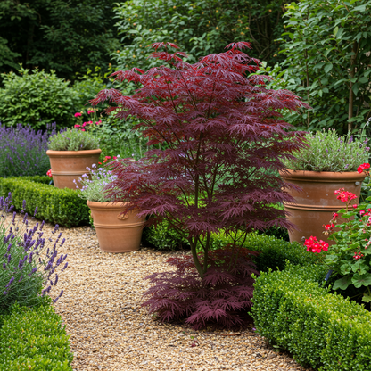 Buitenplant 2x Acer palmatum 'Bloodgood' - Bladverliezend - Pot Ø 19cm Hoogte ↕ 70cm