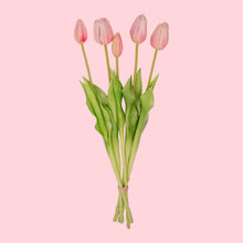 Kunstbloemen - Tulpen Boeket Roze - 5 stuks - Real Touch - Hoogte ↕ 42cm