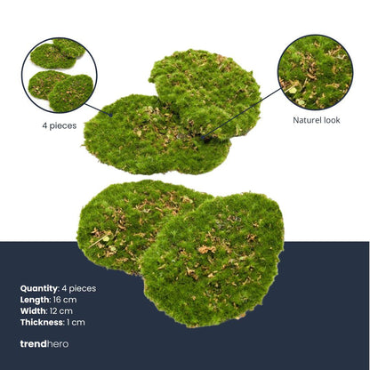 Kunstplant - Mosplaat Groen Mos - Set van 4