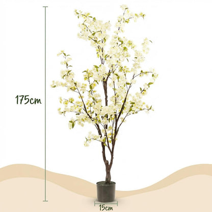 Kunstplant - Prunus Kersenbloesem Wit - Hoogte ↕ 175cm