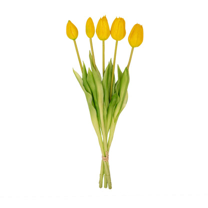 Kunstbloemen - Tulpen Boeket Geel 5 stuks - Real Touch - Hoogte ↕ 42cm