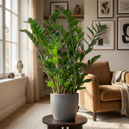 Kamerplant - Zamioculcas Zamiifolia - met Potter grijs - Pot Ø 21cm Hoogte ↕ 80cm
