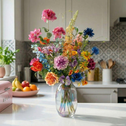 Kunstbloemen boeket - Summer Garden Deluxe Real Touch - 19 stelen - Hoogte ↕ 100cm