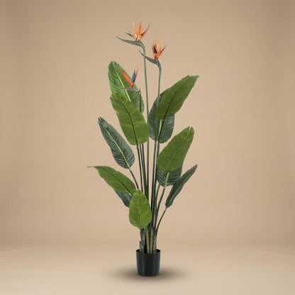 XL Kunstplant - Strelitzia met Bloemen - Hoogte ↕ 120cm