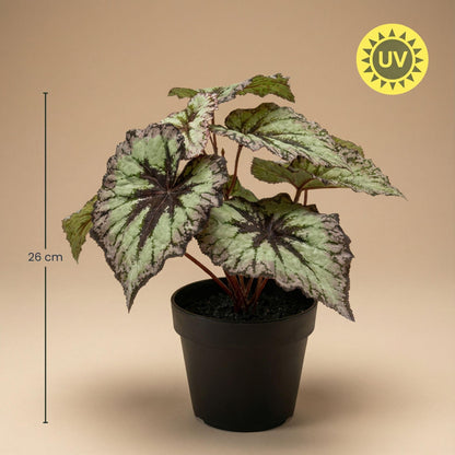 Kunstplant - Begonia in pot - UV-bestendig - Hoogte ↕ 26cm