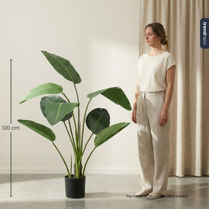 Kunstplant - Strelitzia - In zwarte pot - Hoogte ↕ 120cm