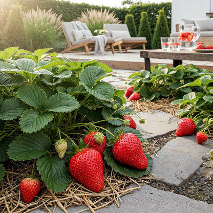 Buitenplant 3x Fragaria 'Maxim' - Rode Aardbei Winterhard - Pot Ø 9cm Hoogte ↕ 10-25cm