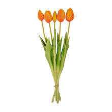 Kunstbloemen - Tulpen boeket Oranje - 5 stuks - Real Touch - Hoogte ↕ 42cm