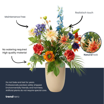 Kunstbloemen Boeket - Colorful Bloom Deluxe Real Touch - 70cm - 18 Stelen