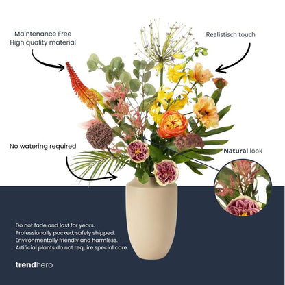 Kunstbloemen boeket - Tropical Chic Deluxe Real Touch - 13 stelen - Hoogte ↕ 105cm