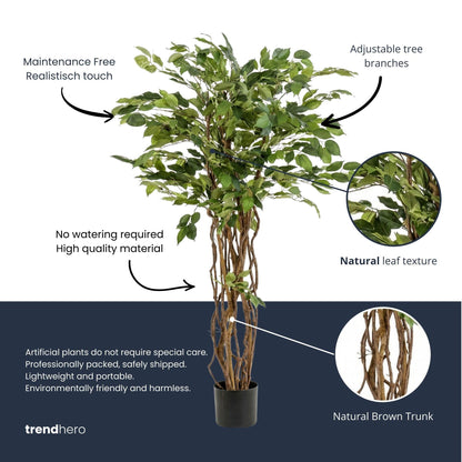 XL Kunstplant - Ficus Liana Kunstboom - Hoogte ↕ 140cm