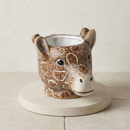 Pot - Planter Giraf - Bruin - Ø 11/14cm Hoogte 11cm
