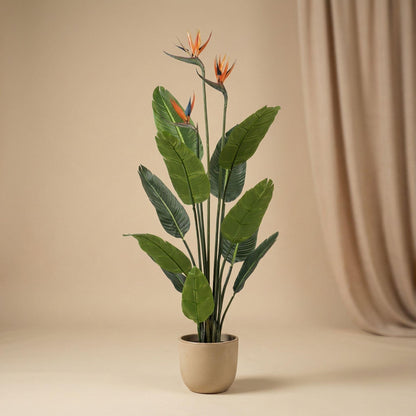 XL Kunstplant - Strelitzia met Bloemen - Hoogte ↕ 120cm