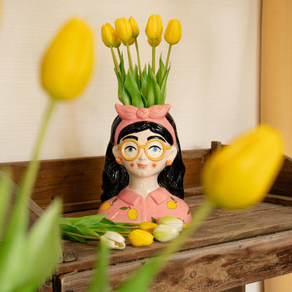 Kunstbloemen - Tulpen Boeket Geel - 10 stuks - 42cm