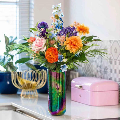Kunstbloemen Boeket - Colorful Bloom Deluxe Real Touch - 70cm - 18 Stelen