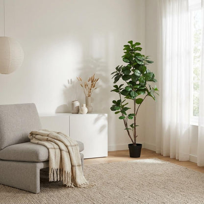 Kunstplant - Ficus Lyrata Vertakt XL - Hoogte ↕ 150cm