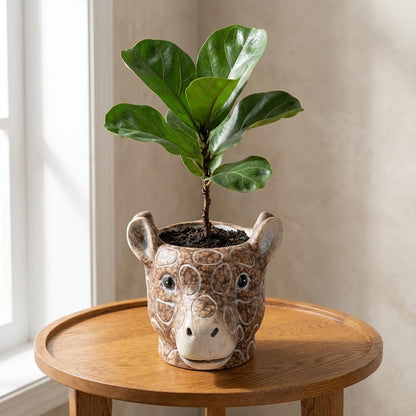 Pot - Planter Giraf - Bruin - Ø 11/14cm Hoogte 11cm