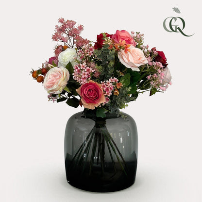 Kunstbloemen - Boeket Flame Roses - 45cm