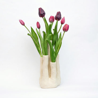 Kunstplant - Tulip Touch Tulpen Set - met meertuiten vaas