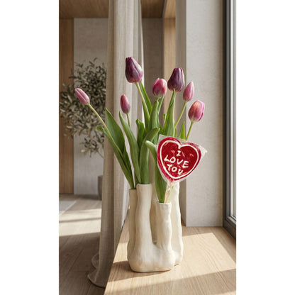 Kunstplant - Tulip Touch Tulpen Set - met meertuiten vaas