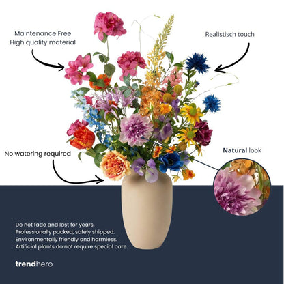 Kunstbloemen boeket - Summer Garden Deluxe Real Touch - 19 stelen - Hoogte ↕ 100cm