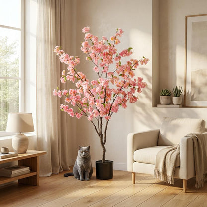 Kunstplant - Prunus Kersenbloesem Roze - Hoogte ↕ 135cm