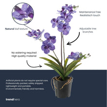 Kunstplant - Orchidee Vanda - Paars - In pot - Hoogte ↕ 60cm