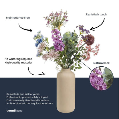 Kunstbloemen - Boeket Purple Bloom Deluxe - 10 stelen - Hoogte ↕ 90cm