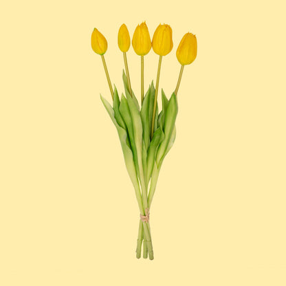 Kunstbloemen - Tulpen Boeket Geel - 10 stuks - 42cm