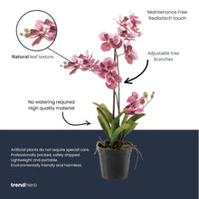 Kunstplant - Orchidee Vanda - Oudroze - In pot - Hoogte ↕ 60cm