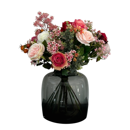 Kunstbloemen - Boeket Flame Roses - 45cm